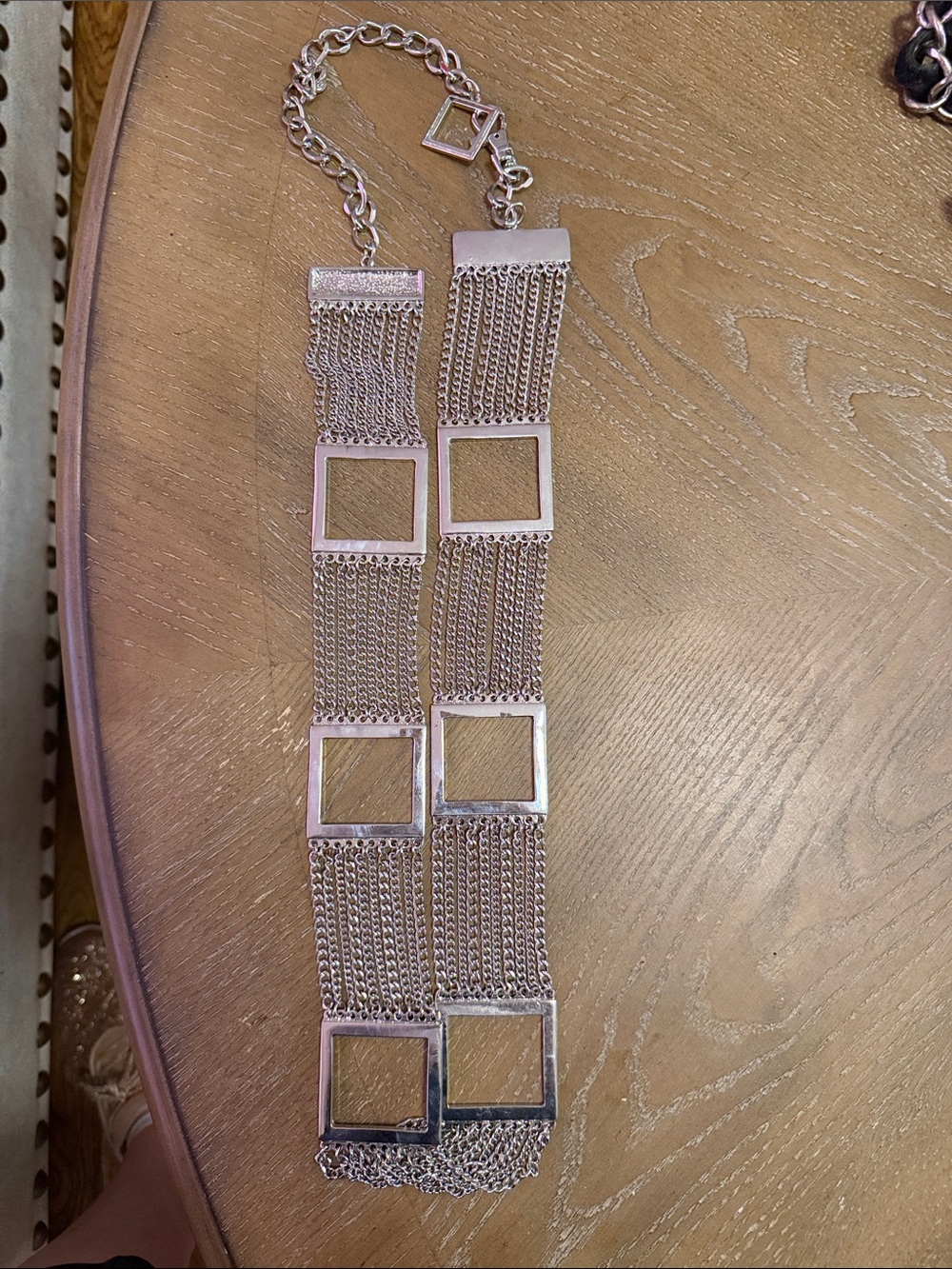 Silver Multi-Chain Square Accent Belt for Women